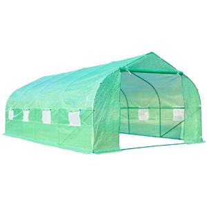 Outsunny Tomatenhaus Gewächshaus mit Giebeldach 600x300x200cm Folien Treibhaus grün für Garten & Pflanzenpflege   Aosom.de