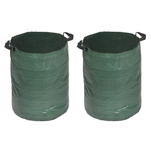 Nature 2x stuks groene tuinafvalzakken opvouwbaar 120 liter -