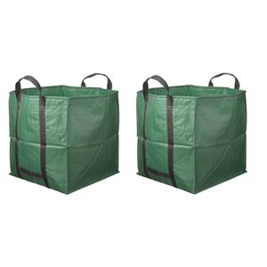 4x Groene vierkante tuinafvalzakken opvouwbaar 252 liter -