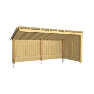 Plus Danmark Aanbouw fietsenstalling open 9,5 m2 onbehandeld compleet 217 x 430 x 219 cm | Type C