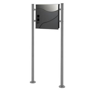 Ecd germany Stand Brievenbus Met Krantenvak, Brievenbus Antraciet/zilver 37x10,5x36,5 Cm