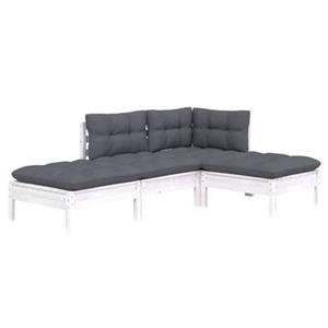 VidaXL 4-delige Loungeset met kussens massief grenenhout