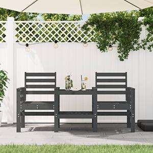VidaXL Tuinbank met tafel 2-zits massief grenenhout grijs