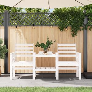 VidaXL Tuinbank met tafel 2-zits massief grenenhout wit