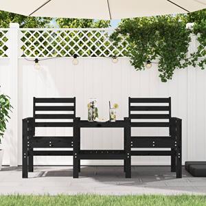 VidaXL Tuinbank met tafel 2-zits massief grenenhout zwart