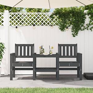 VidaXL Tuinbank met tafel 2-zits massief grenenhout grijs