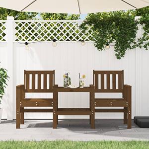 VidaXL Tuinbank met tafel 2-zits massief grenenhout honingbruin