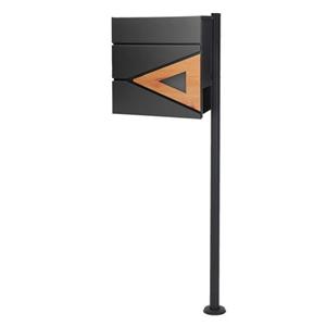Briefkasten mit Ständer, 37x36,5x11 cm, Anthrazit/Holzoptik, aus Stahl - Ml-design