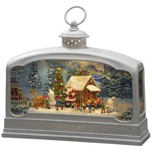 Konstsmide 4290-200 LED-Laterne Weihnachtsmann mit Tieren Warmweiß LED Weiß mit Wasser gefüllt, T