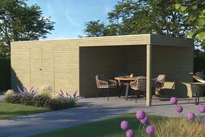 Gardenas | Tuinhuis QBH2 420x300 + Ext 300 | Hogedruk Geïmpregneerd Groen