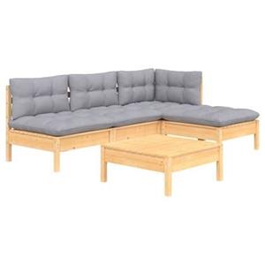 VidaXL 5-delige Loungeset met grijze kussens grenenhout