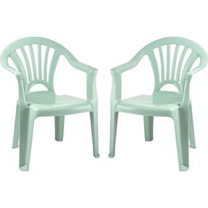 PlasticForte Kinderstoel - 2x stuks - kunststof - mintgroen - 35 x 28 x 50 cm - tuin/camping/slaapkamer -
