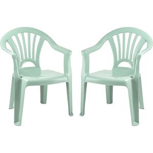 PlasticForte Kinderstoel - 2x stuks - kunststof - mintgroen - 35 x 28 x 50 cm - tuin/camping/slaapkamer -