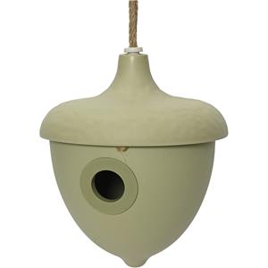 Decoris Vogelhuisje - bamboe hout - lichtgroen - D17 x H19 cm - nestkastje -