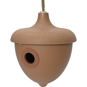 Decoris Vogelhuisje - bamboe hout - terra bruin - D17 x H19 cm - nestkastje -