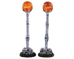 LEMAX Lighted lantern bone post, set of 2, b/o (4.5 - 