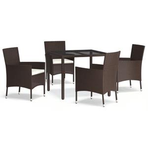 VIDAXL 5-delige Tuinset Met Kussens Poly Rattan Bruin