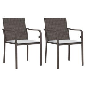 VIDAXL Tuinstoelen 2 St Met Kussens 56x59x84 Cm Poly Rattan Bruin