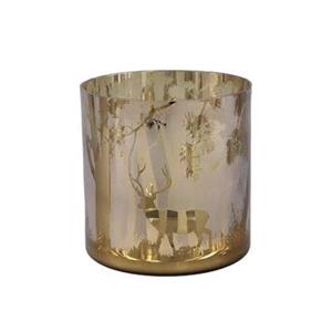 PTMD Windlicht Imadiya - 15x15x15 cm - Glas - Goud