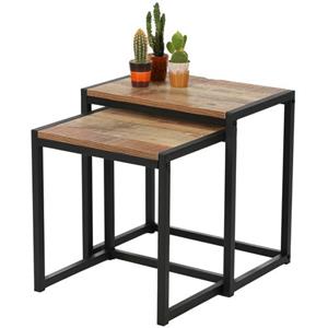 Urban Living Bijzettafels 2x - Zwart - Metaal - H45 En H40 Cm