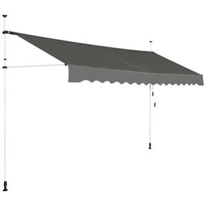 COSTWAY Zonnescherm - Uitschuifbaar - Waterdicht - 395cm Breed - Grijs