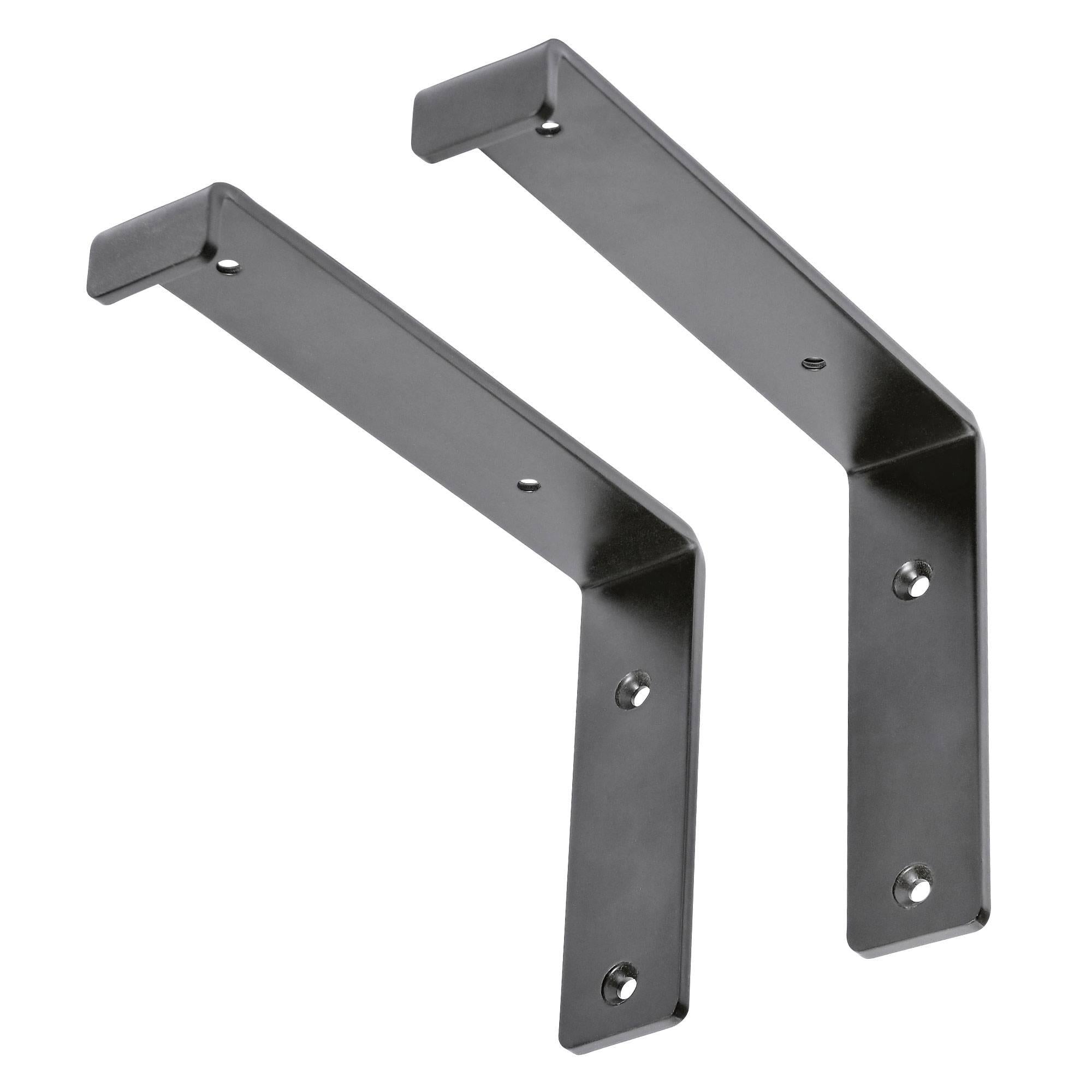 2 Stück Regalträger L-Form, 20x4x14 cm, Grau, aus Metall - Ml-design
