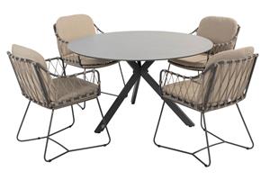 Taste by 4 Seasons Diningset Locarno Prego 5-delig HPL Ø130 cm