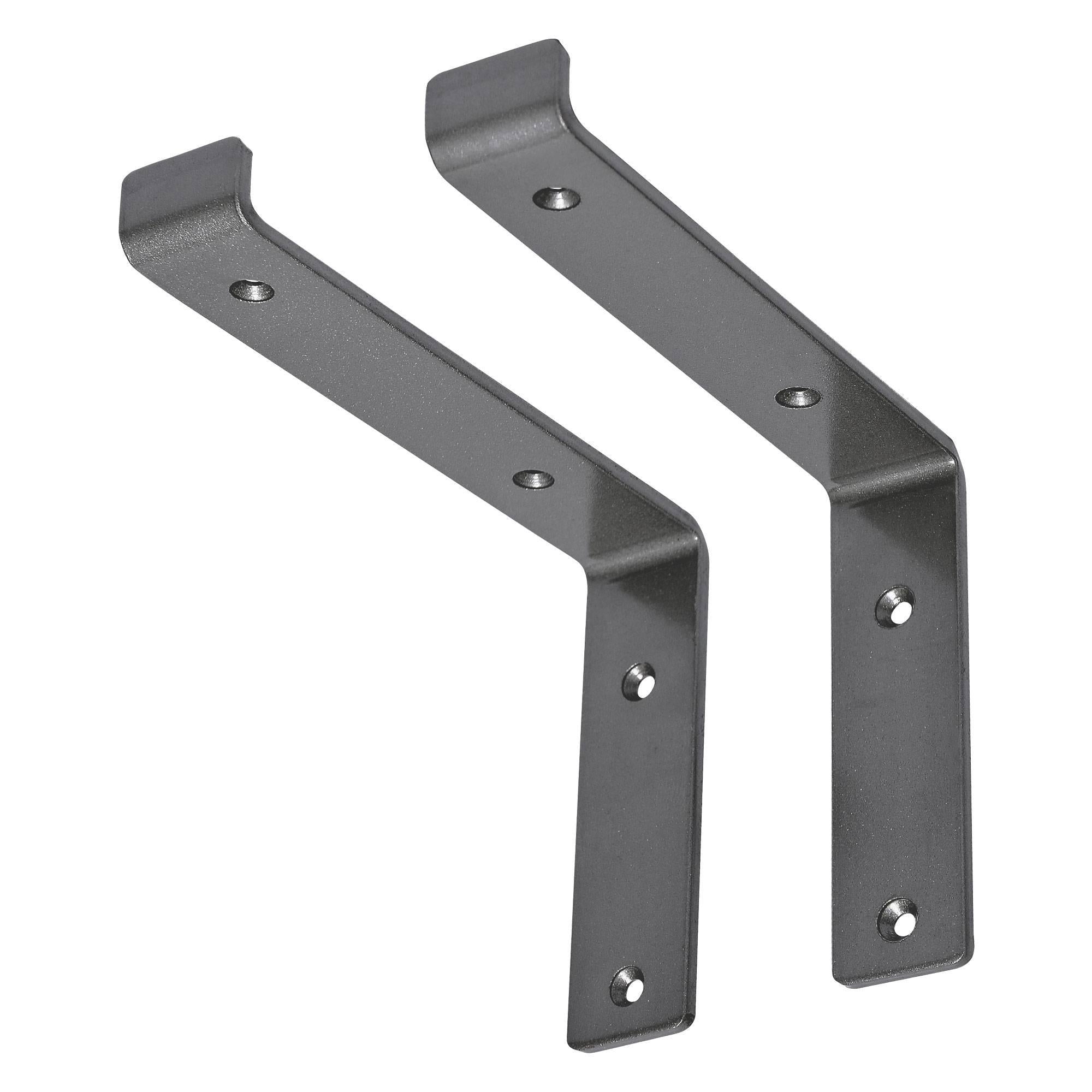2 Stück Regalträger L-Form, 25x4x14 cm, Grau, aus Metall - Ml-design