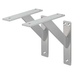 2 Stück Regalträger, 18 x 18 cm, Silber, aus Aluminium - Ml-design