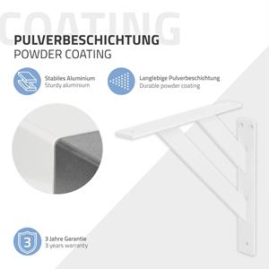 ML-Design 2 Stück Regalhalterung, 24 x 24 cm, Weiß, aus Aluminium