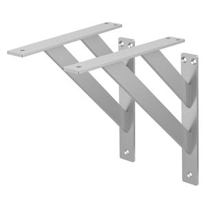 ML-Design 2 Stück Regalhalterung, 24 x 24 cm, Silber, aus Aluminium