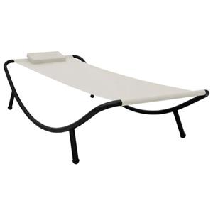 The Living Store  Stof - Tuinbed 200x90 Cm Staal Crème - Tls48080