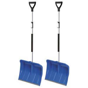 Prosperplast 2x stuks sneeuwscheppen/sneeuwschuivers blauw telescopische steel 122 - 160 cm -