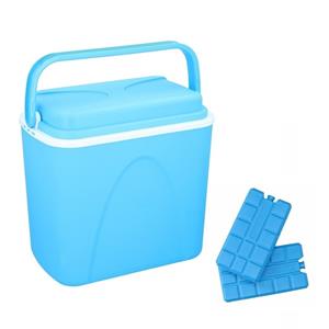 Merkloos Voordelige blauwe koelbox 24 liter inclusief 6 koelelementen -