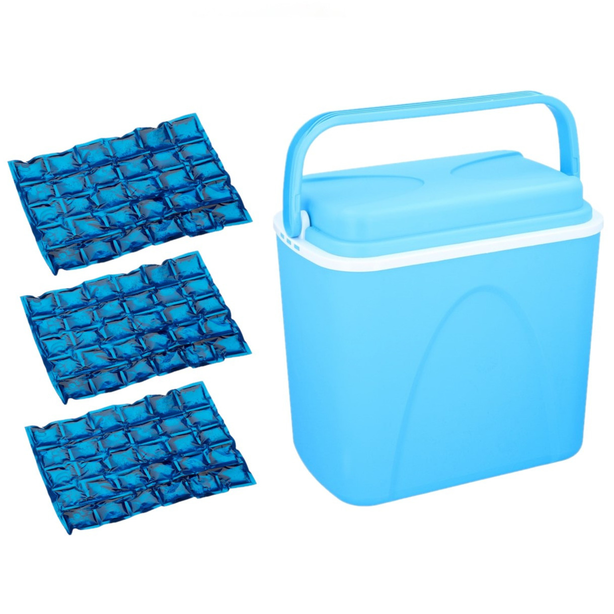 Merkloos Voordelige flexibele blauwe koelbox 24 liter met 3x flexibele koelelementen -