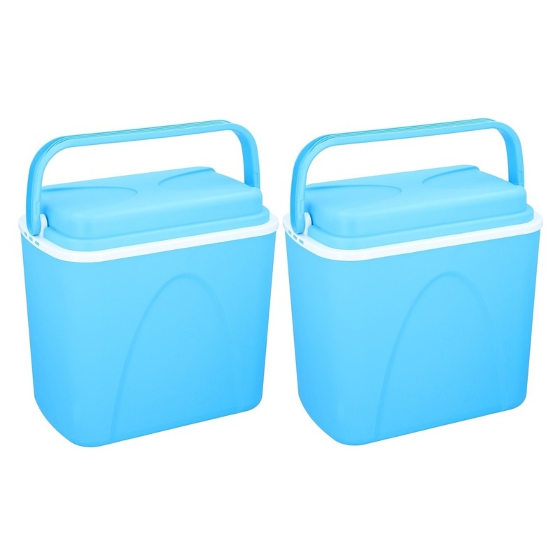 Merkloos 2x Voordelige blauwe koelbox 24 liter -