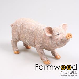 Farmwood Animals Varken tuin beeldje - voor binnen/buiten - x 17 cm - dieren tuinbeelden -
