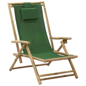 The Living Store  Bamboe - Relaxstoel Verstelbaar Bamboe En Stof Groen - Tls313027