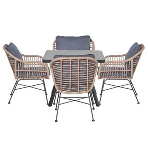 Garden Impressions Lucas Tuinset 5-delig - Mina Tafel 90x90 Cm