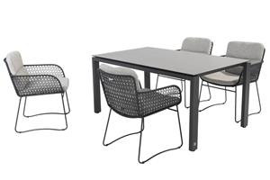 Taste by 4 Seasons Diningset Goa Aprilla Antraciet 5-delig HPL Slate 160 x 95 cm