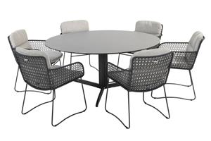 Taste by 4 Seasons Diningset Embrace Aprilla Antraciet 7-delig HPL Slate Ø160 cm