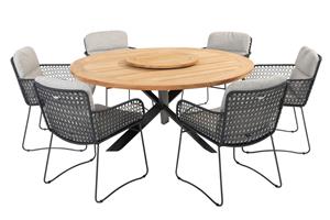 Taste by 4 Seasons Diningset Prado Aprilla Antraciet 7-delig Teak Ø160 cm