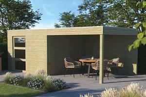 Gardenas | Tuinhuis QBH2S 300x300 + Ext 300 | Hogedruk Geïmpregneerd Groen
