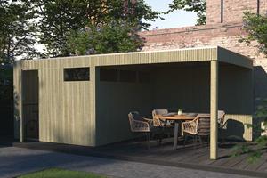 Gardenas | Tuinhuis QBV3 M 298x298 + Ext 302x298 | Hogedruk Geïmpregneerd Groen