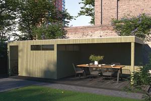 Gardenas | Tuinhuis QBV3 L 399x298 + Ext 403x299 | Hogedruk Geïmpregneerd Groen