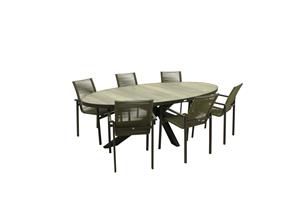 Relax Diningset Oakland Ishi Stapelbaar Ovaal 7-delig 240 x 115 cm