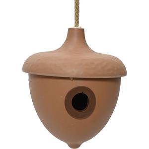 Decoris Vogelhuisje - bamboe hout - bruin - D17 x H19 cm - nestkastje -