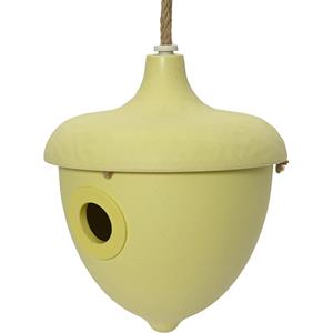 Decoris Vogelhuisje - bamboe hout - geel - D17 x H19 cm - nestkastje -