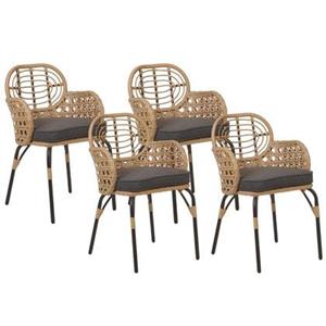 Beliani  PRATELLO - Tuinstoel set van 4 - Naturel - Rotan