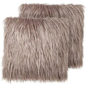 Beliani  COROKIA - Sierkussen set van 2 - Beige - Kunstbont